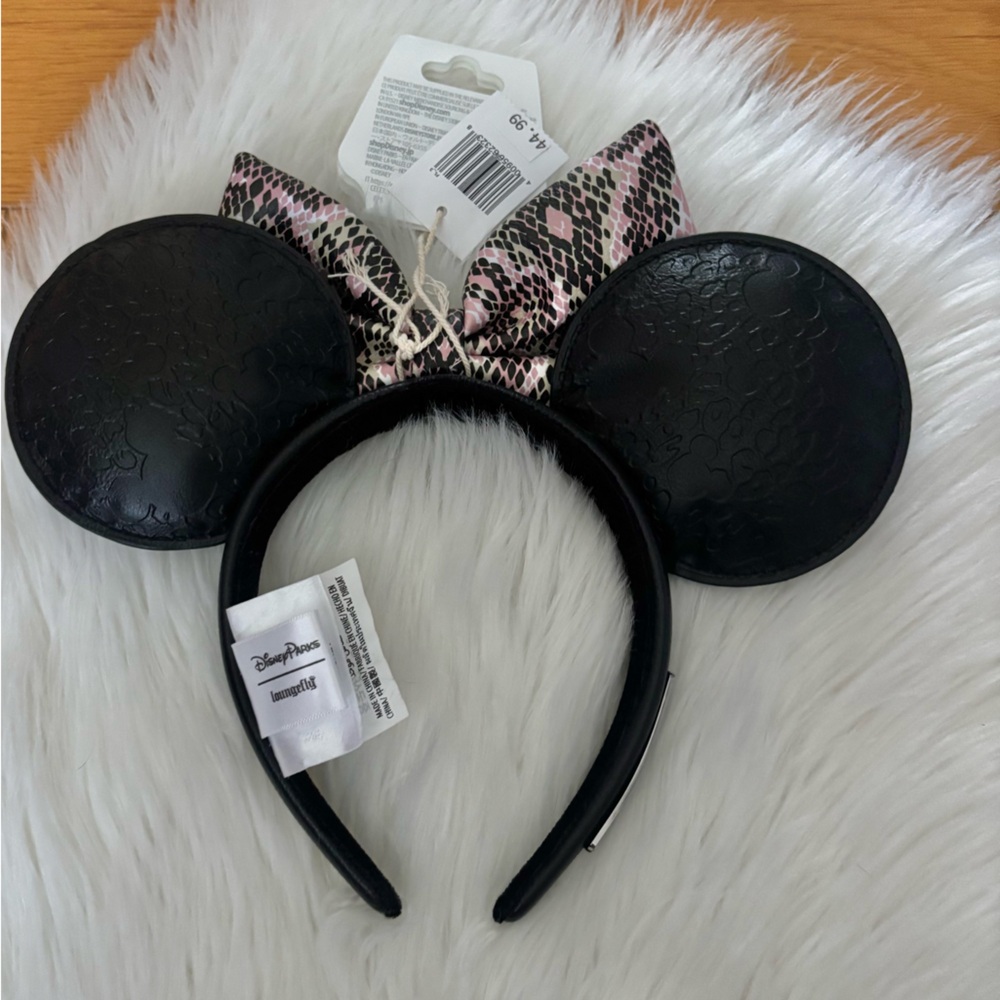 Disney Loungefly Pink Snake Print Minnie Mouse Ears - Picture 6 of 6